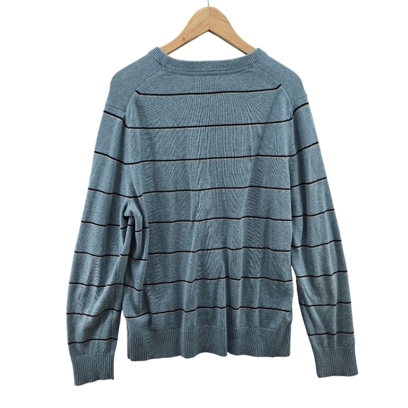 Banana Republic Crewneck Cotton Stripe Sweater Blue Men's Large Jumper - Picture 6 of 8